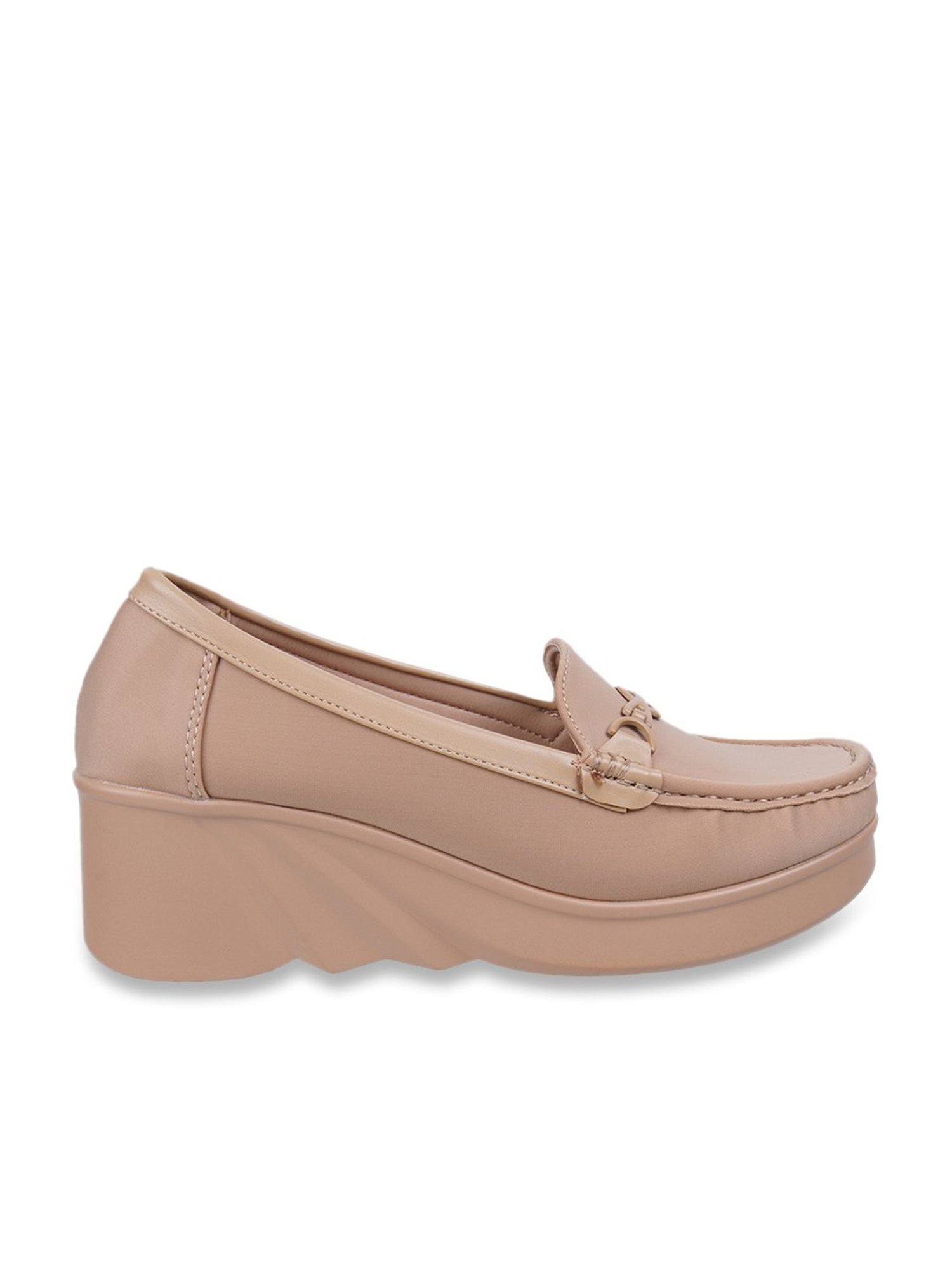 Mochi Women's Nude Pink Wedge Pumps