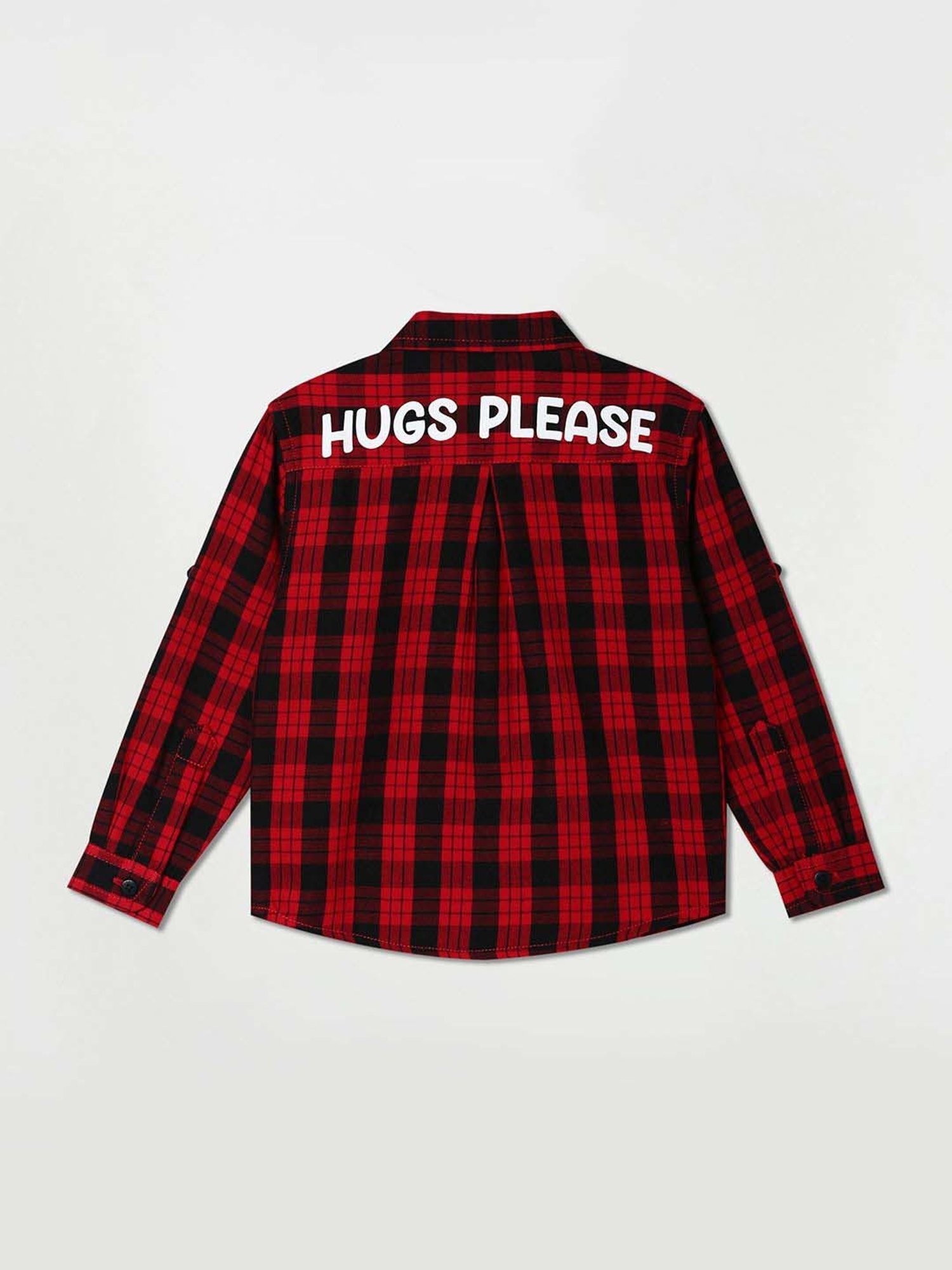Juniors by Lifestyle Kids Red & Black Cotton Chequered Full Sleeves Shirt