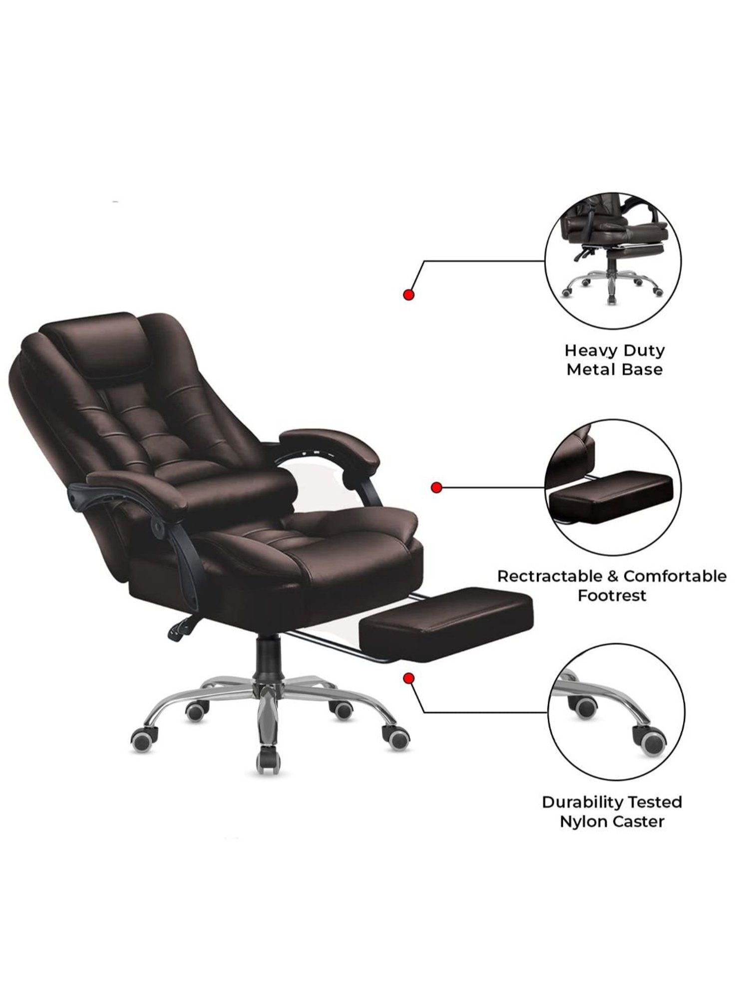 Green Soul Urbane Brown PU Leather High Back Chair