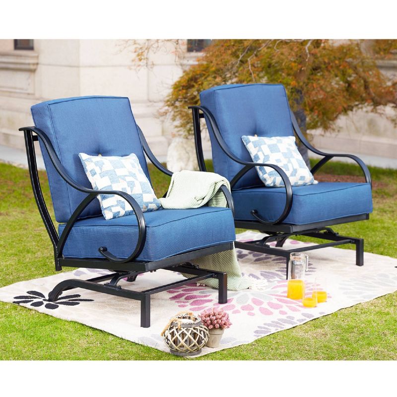 Steel Spring Patio Accent Chair Blue - Lokatse