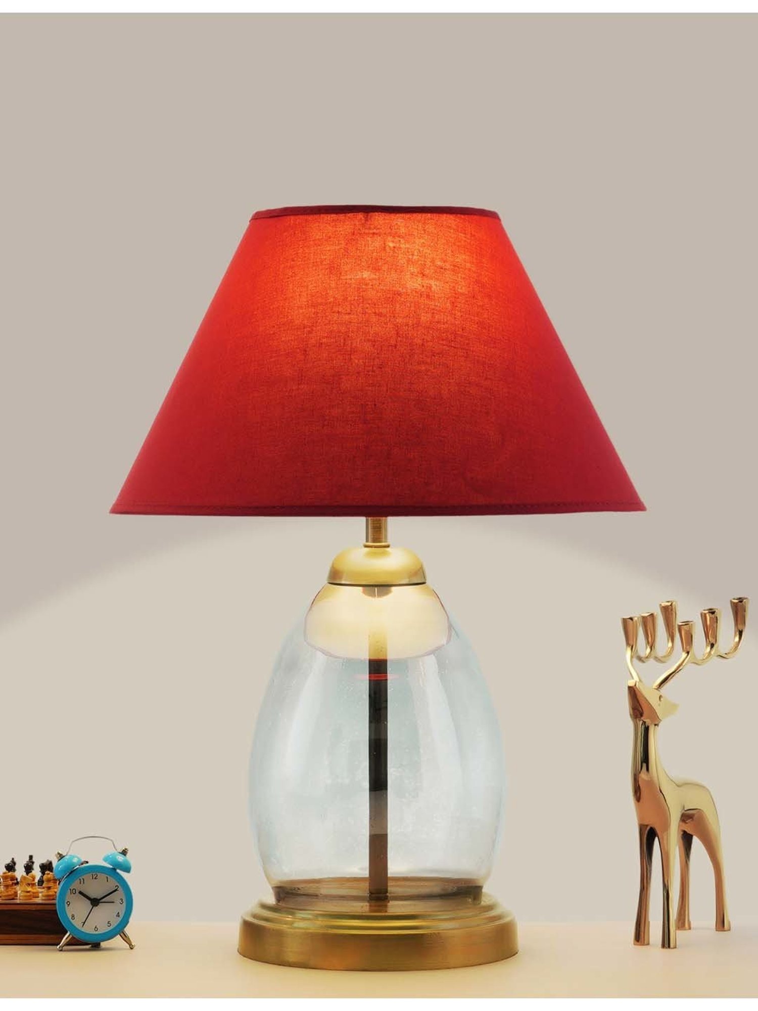 Kapoor E Illuminations 'Tiered' Maroon & Transparent Glass Table Lamp - Set of 1