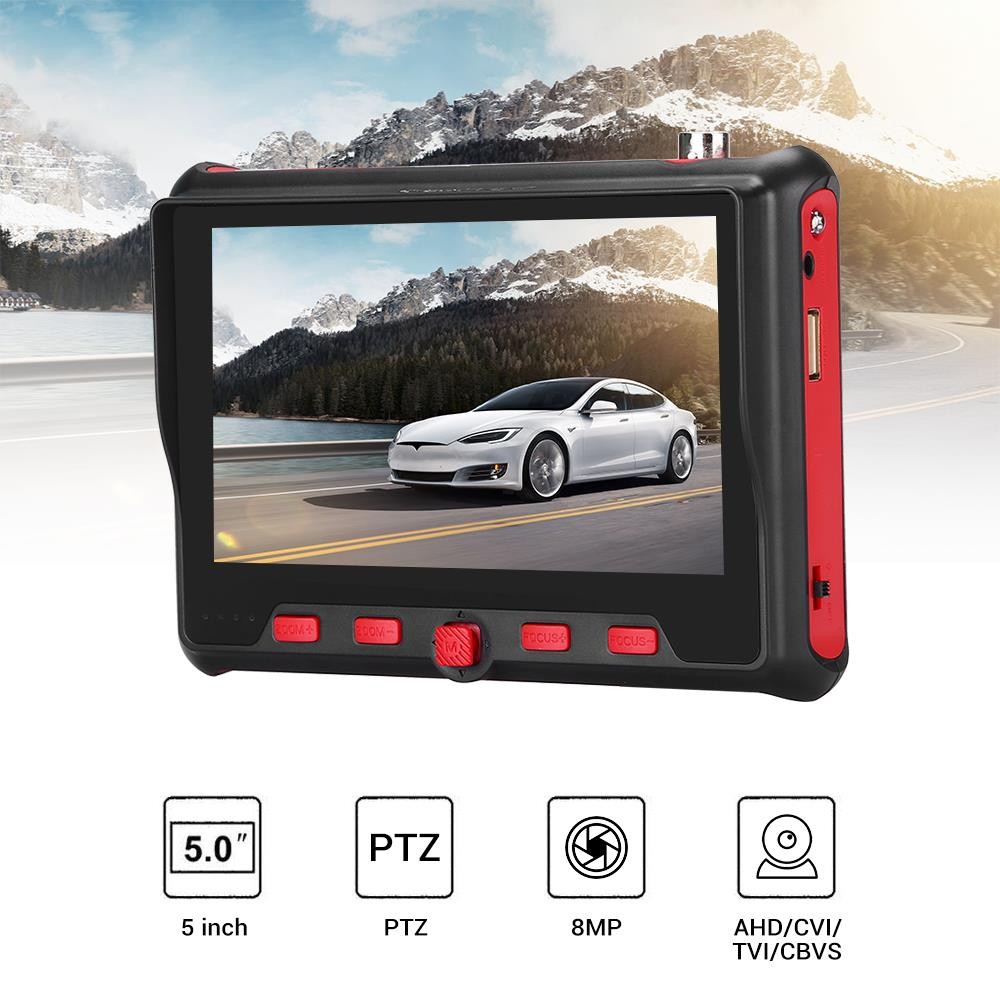 5''CCTV Camera Tester Monitor8MP 1080P 4 in 1 TVI CVI AHD CVBS Test Portable