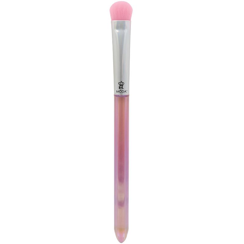 MODA Brush Mythical 5pc Rose Quartz Crystal Makeup Brush Set with Holographic Zip Case, Includes - Powder, Angle Blush, MD Shader, and Crease Brushes