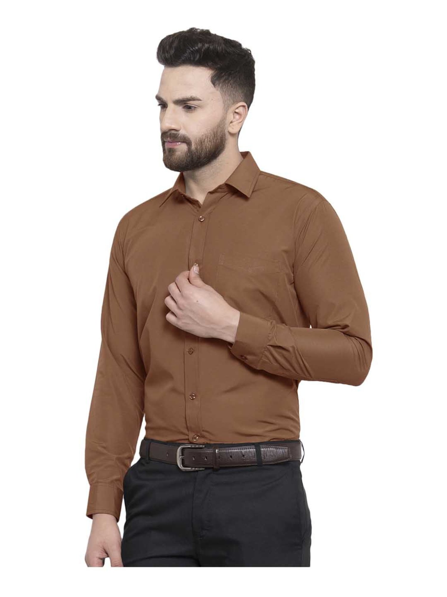 English Navy Dark Brown Full Sleeves Shirt