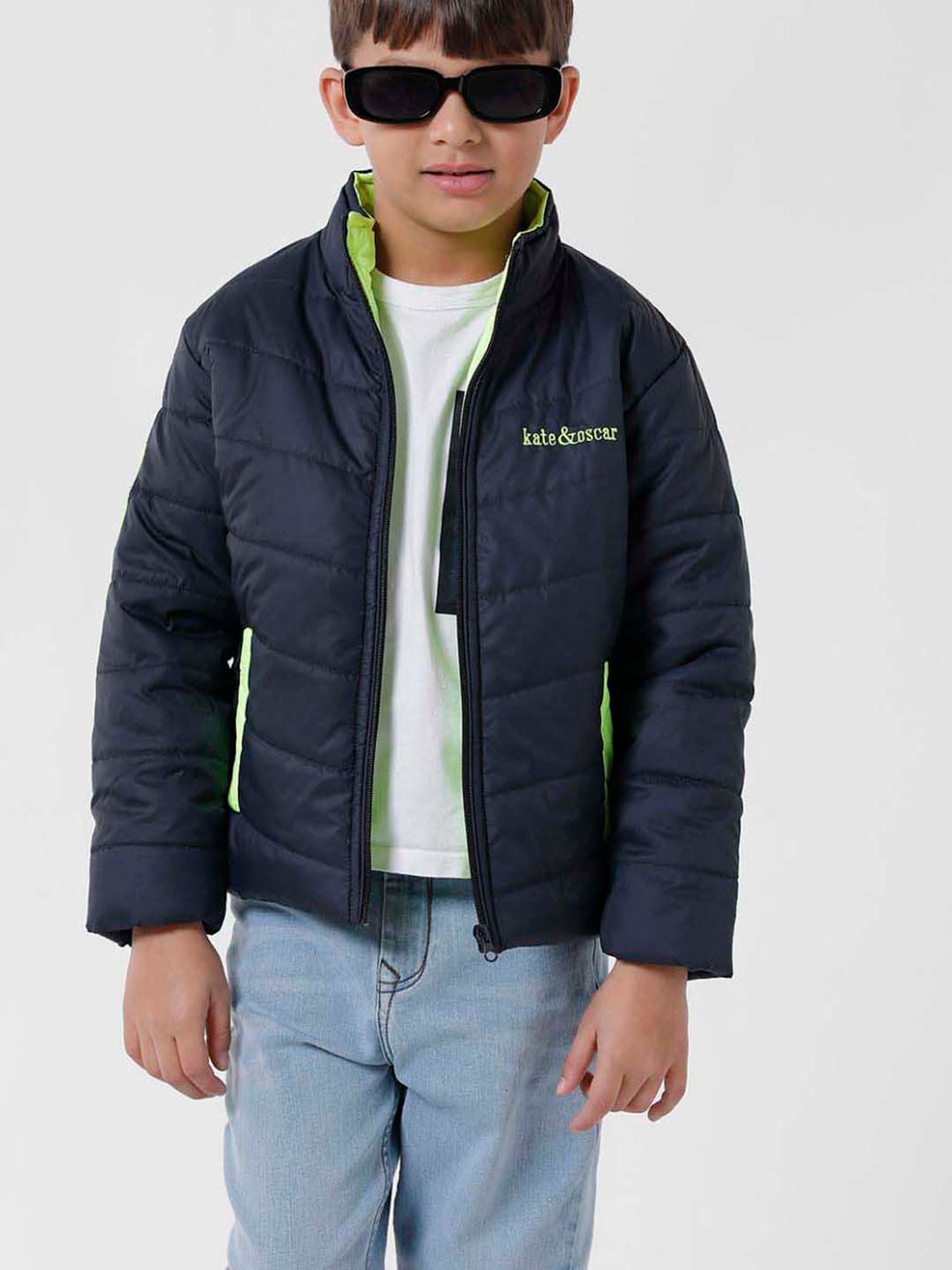 Kate & Oscar Kids Navy Quilted Full Sleeves Jacket