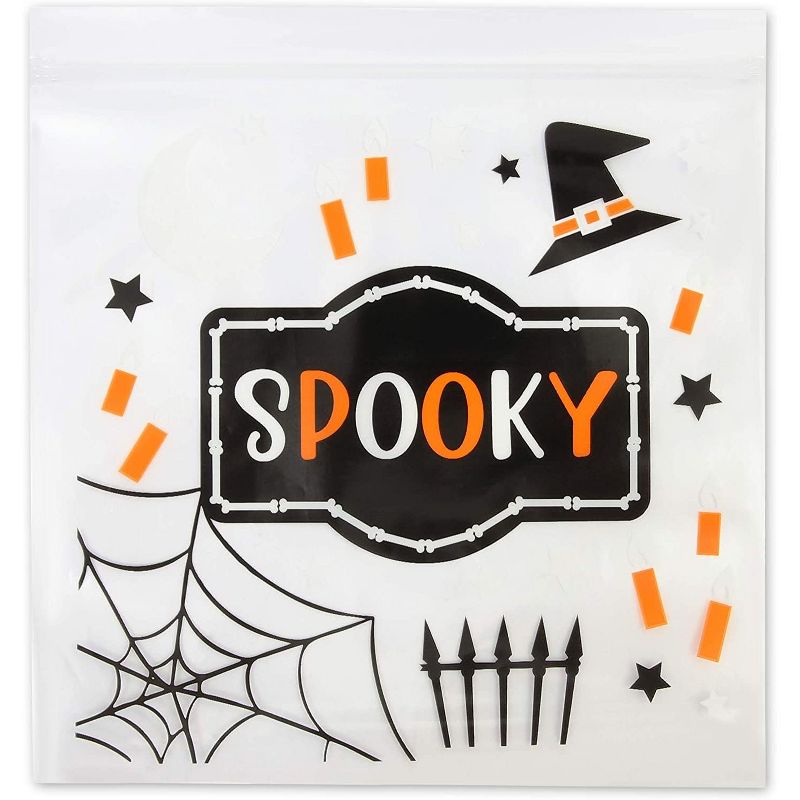 Spooky Central 120-Pack Halloween Treat Favor Bags, Resealable Candy Bag Small Gift Bags (6.5 x 7 in)