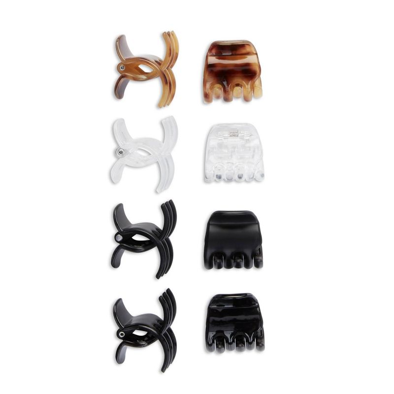 scunci Basics Jaw Clips - Mini Clear/Brown/Black - 8pk