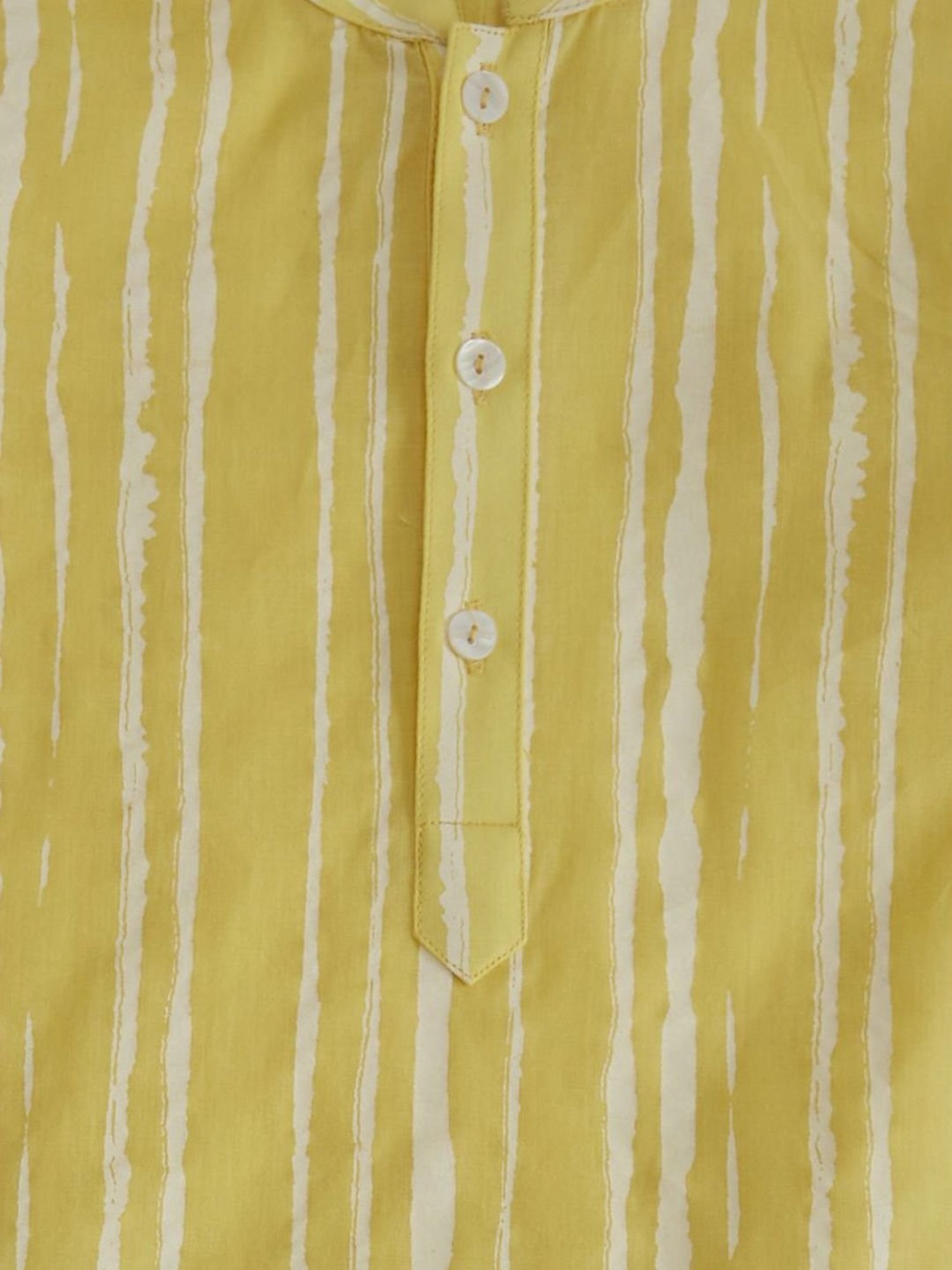 Indus Route by Pantaloons Kids Yellow & White Cotton Striped Full Sleeves Kurta Set