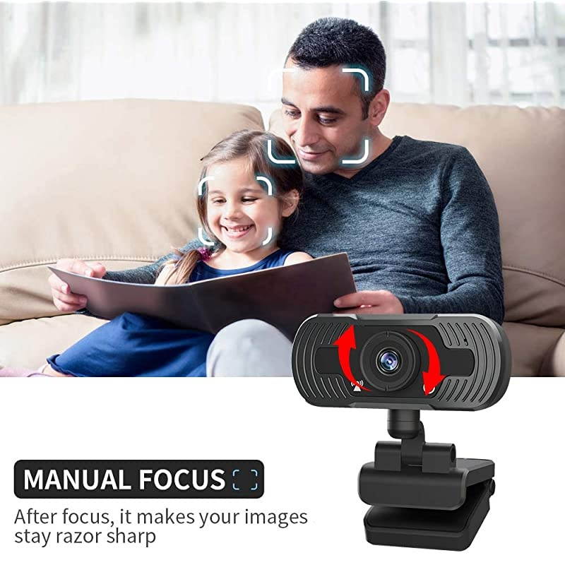 Webcam with Microphone,  Full HD 1080P Web Cameras for Computers, Web Cam for Video Conferencing, YouTube, Recording and Streaming, Computer Camera with 110-Degree View for PC,Desktop or Laptop