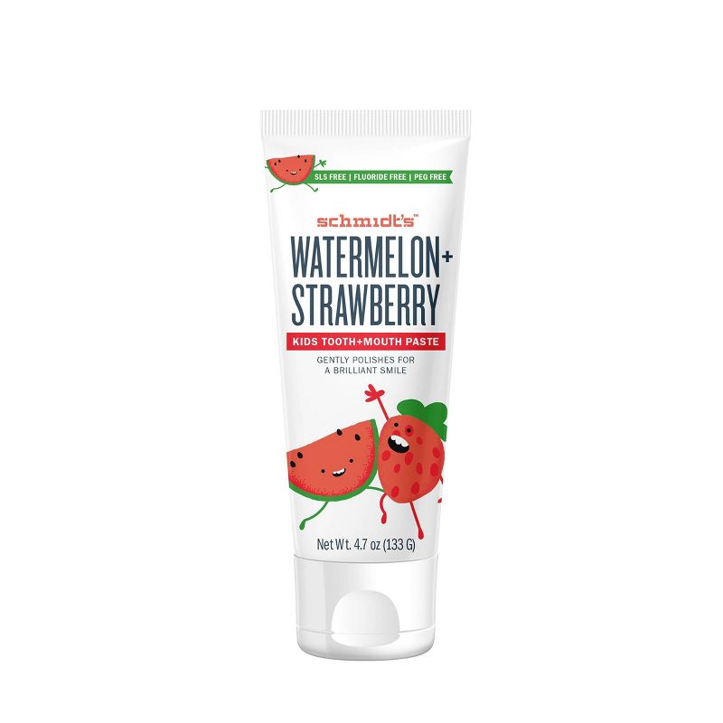 Schmidt's Watermelon + Strawberry Fluoride-Free Mouth and Toothpaste for Kids - 4.7oz
