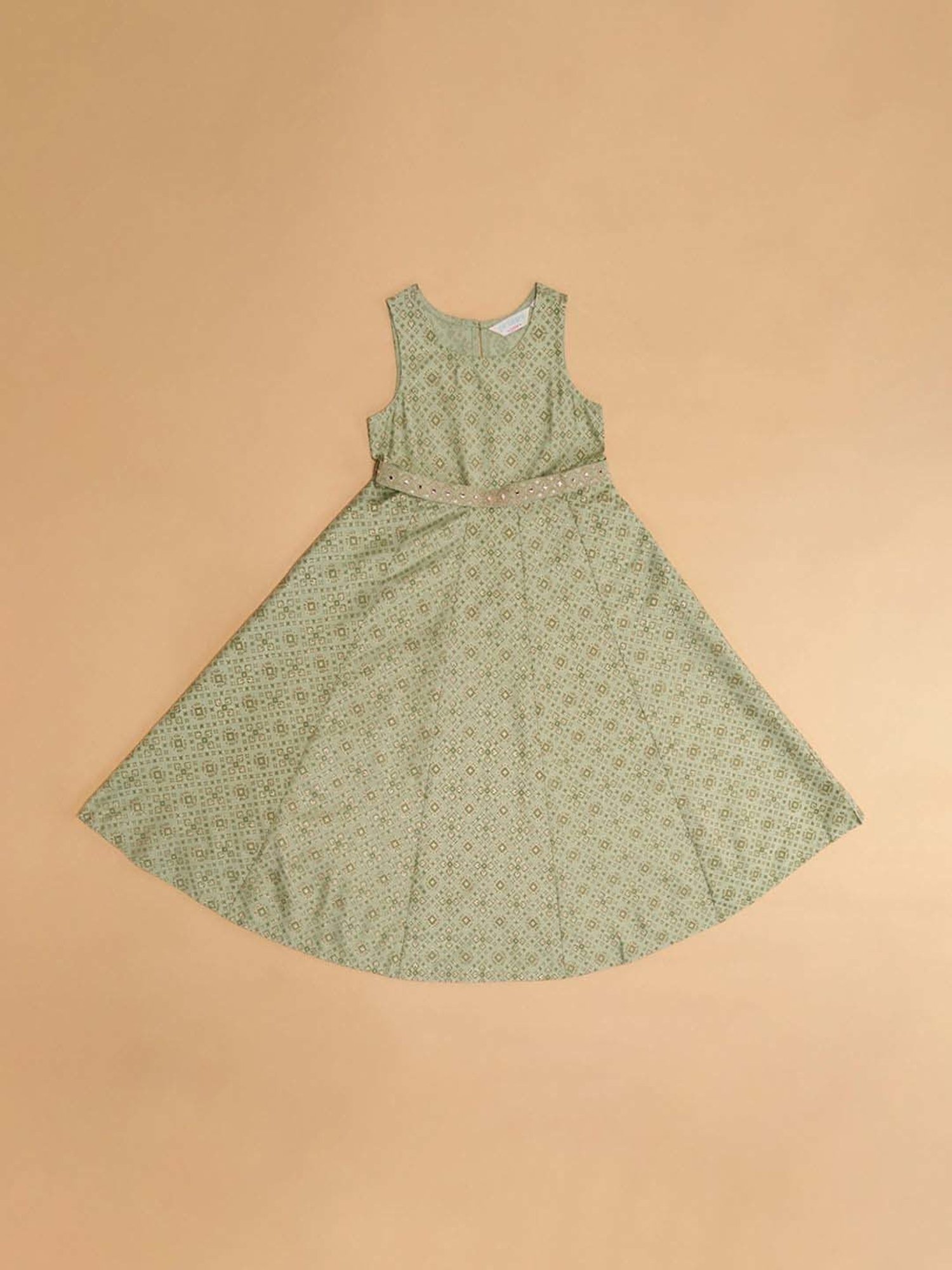 Akkriti by Pantaloons Kids Green Printed Dress