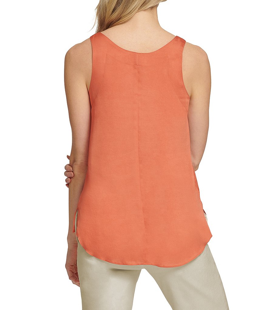 DKNY Topstiched Washer Satin Tank
