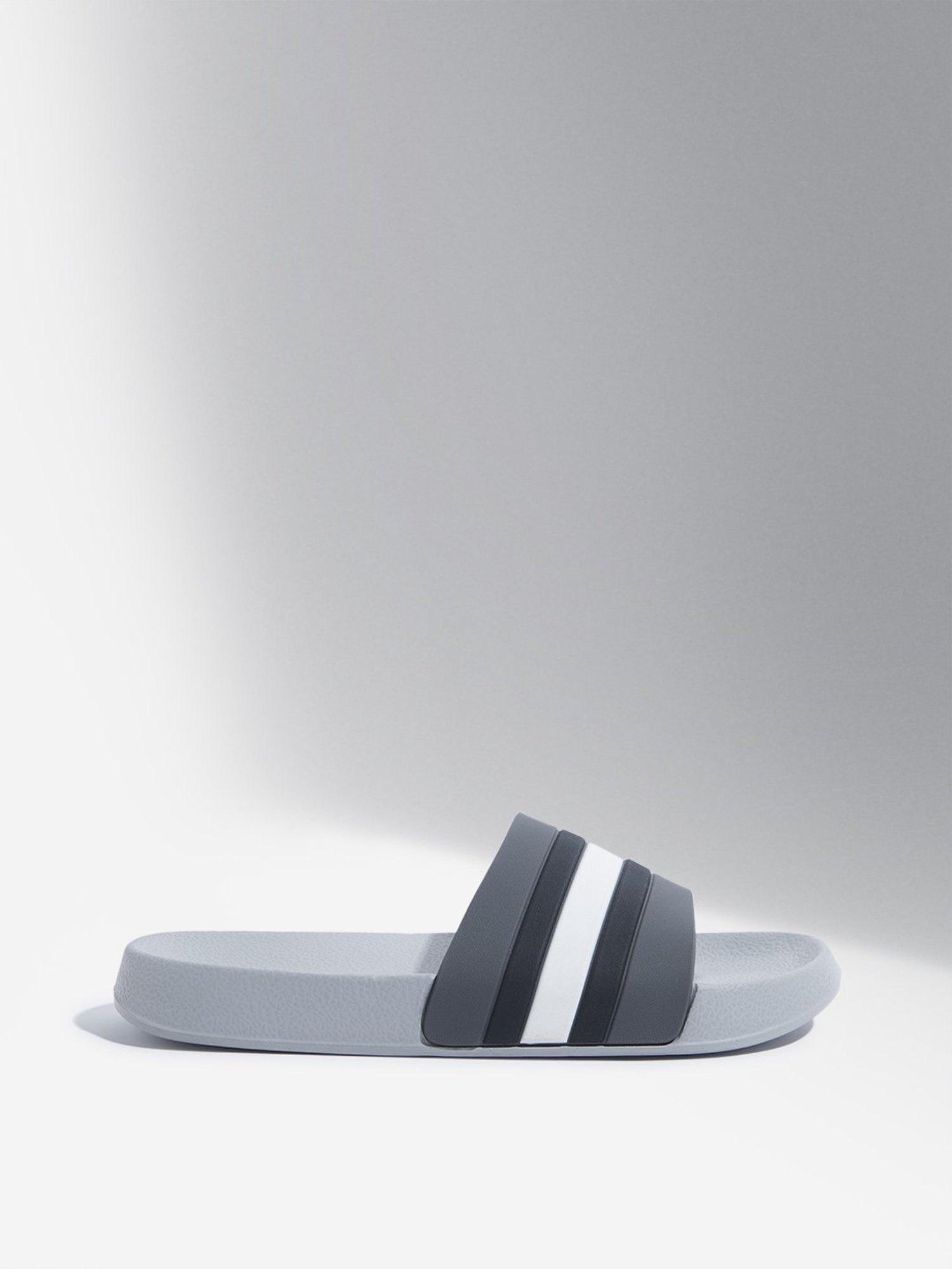 SOLEPLAY by Westside Grey Striped Design Pool Slides