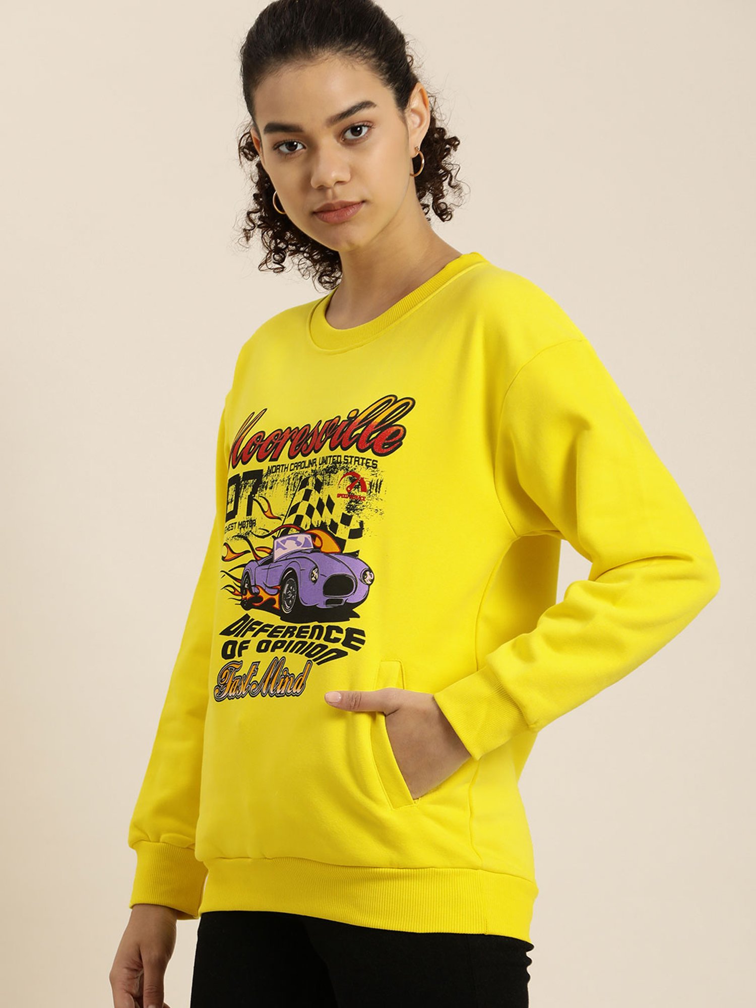 Difference of Opinion Yellow Printed Sweatshirt