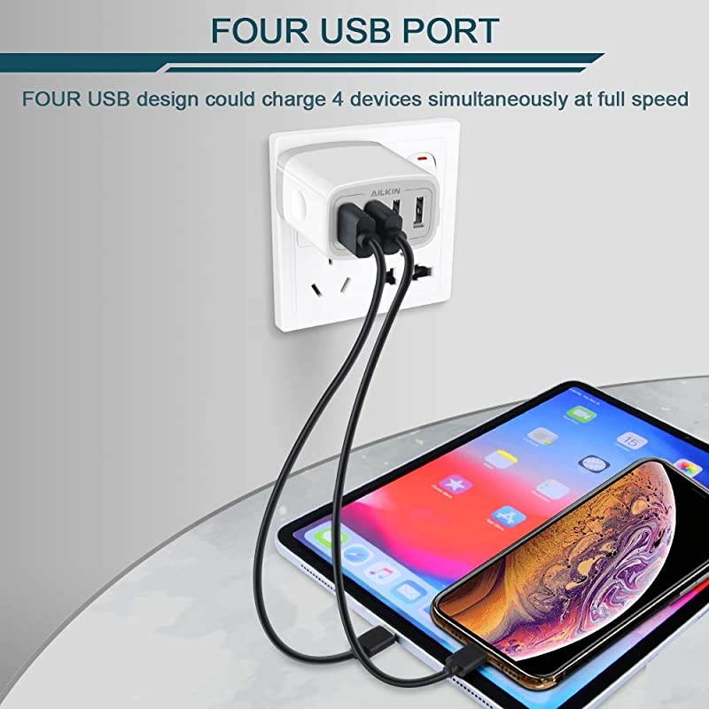 USB Charger Cube Wall Charger Plug  48A 4Muti Port USB Adapter Power Plug Charging Station Box Base Replacement for Phone 11 Pro MaxX87 Pad Samsung Phones and More USB Charging Block