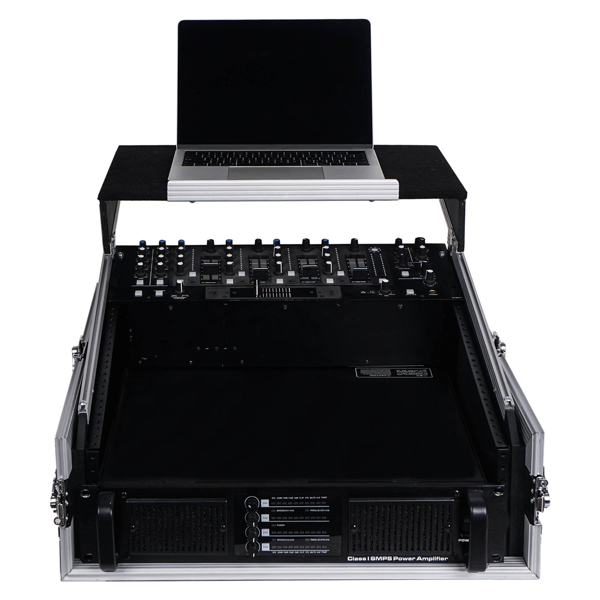 Sound Town 2U Glide Style Rack Case with 11U Slant Mixer Top, 20&rdquo; Rackable Depth and Laptop Platform (STMR-2ULT)