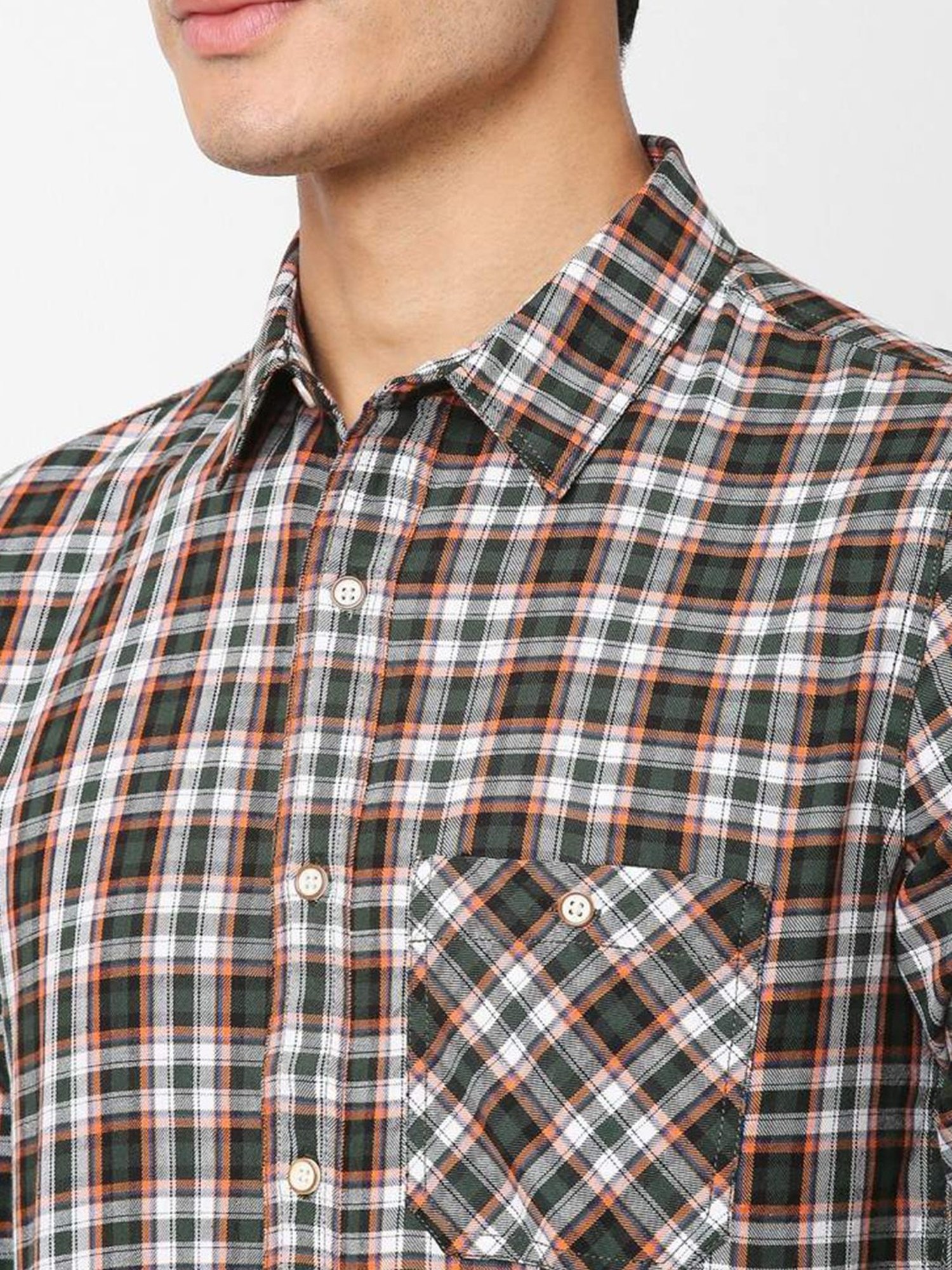 SOLEMIO Multi Cotton Slim Fit Checks Shirt