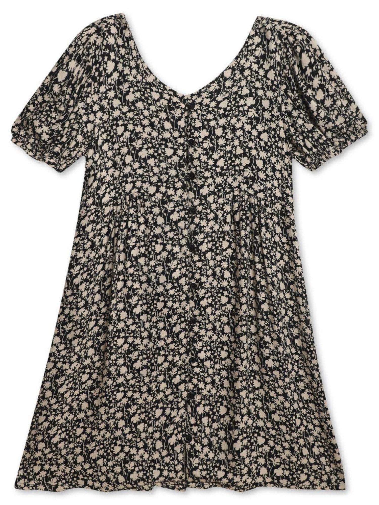 Cantabil Kids Black Floral Print Dress