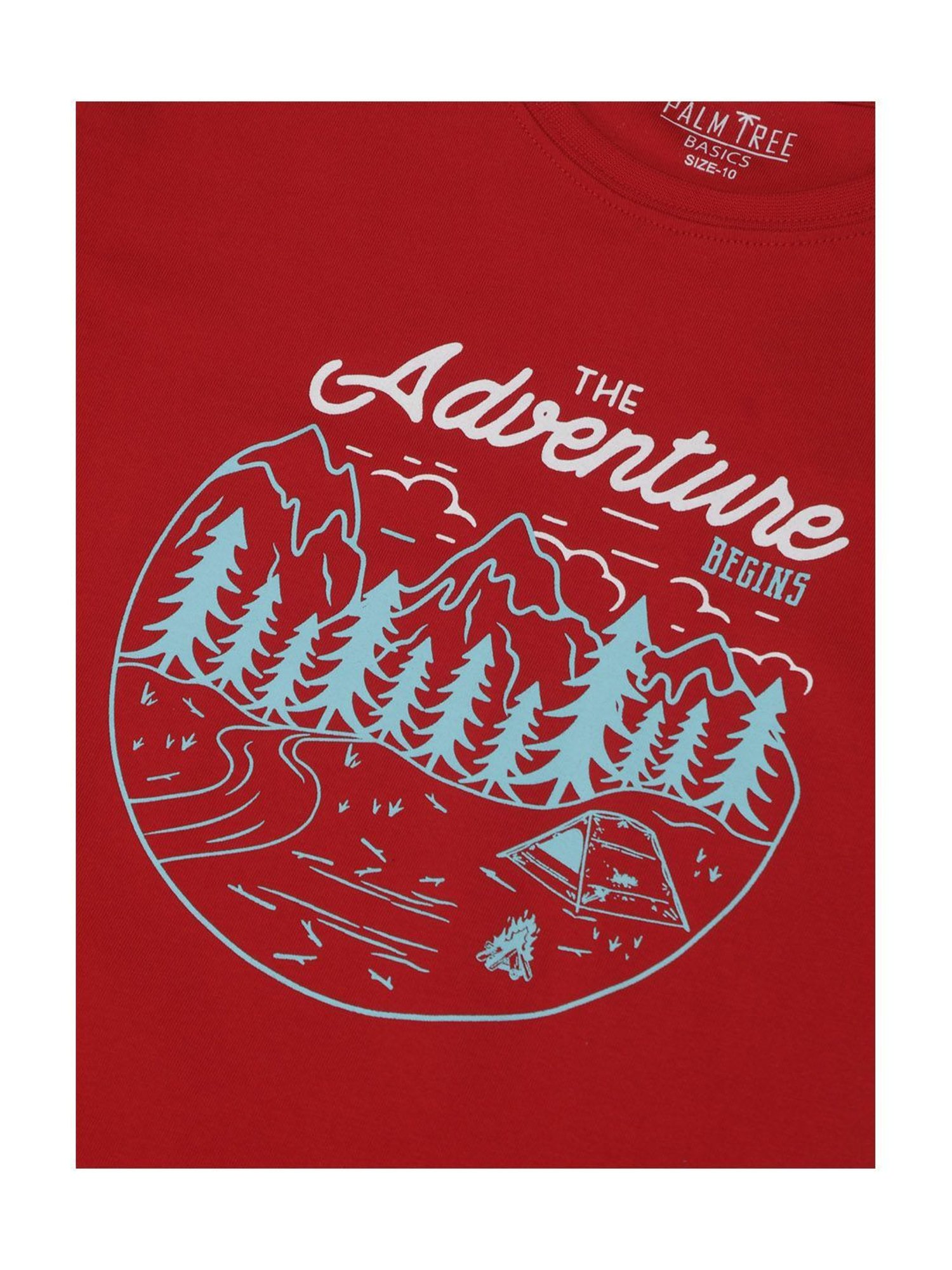 Palm Tree Kids Red Printed T-Shirt