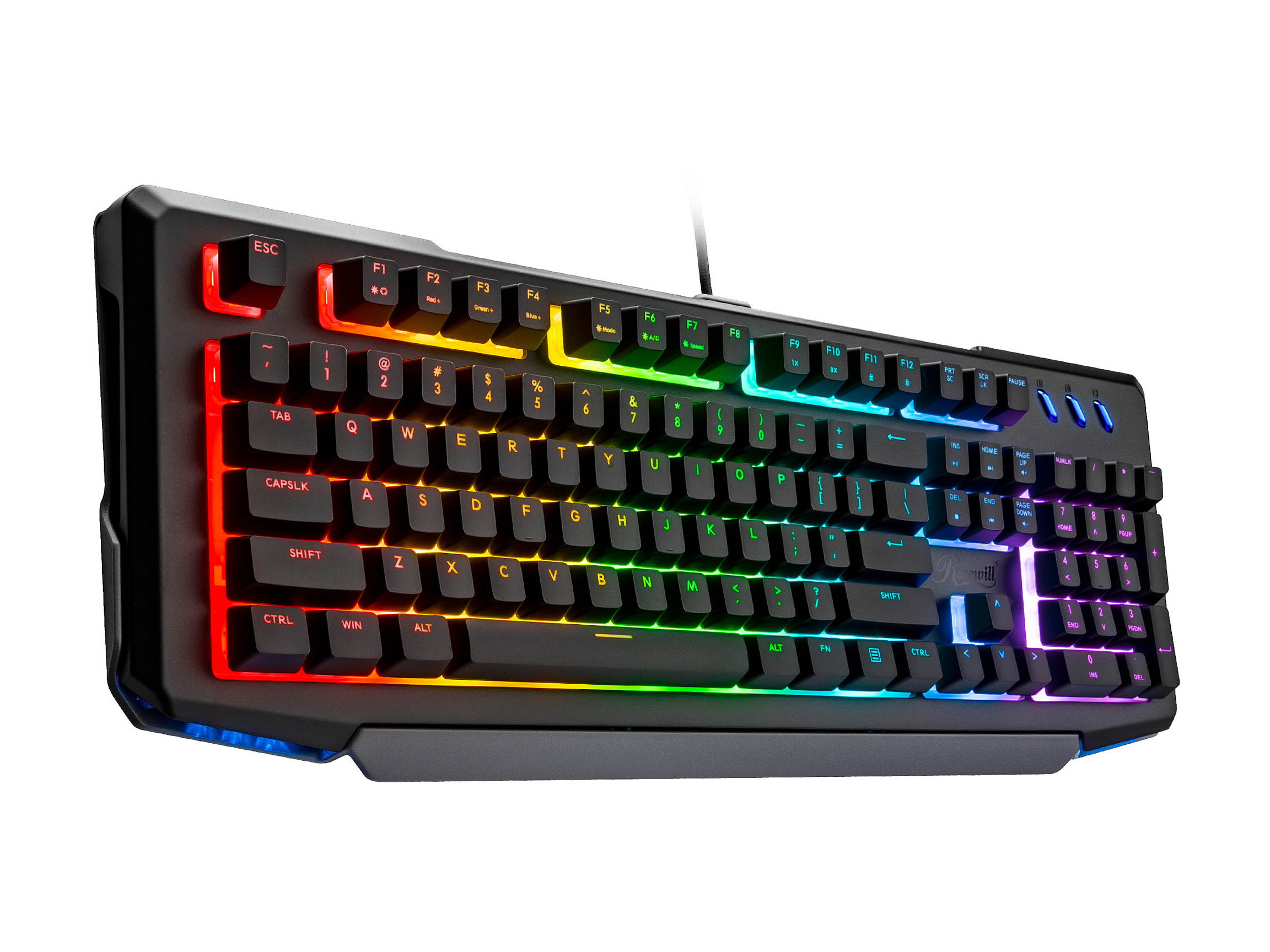 Rosewill NEON K42 RGB Membrane Mechanical Gaming Keyboard, 26-Key Anti-Ghosting, 6 Multimedia Hotkeys, 8 LED Backlit Modes
