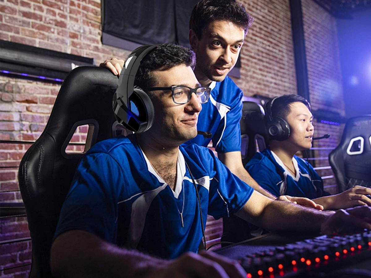 DQQ Gaming Headset for PS5, Gamer Headphones with Noise Canceling Microphone & LED Light,Stereo Game Sound Compatible with PSP/PS4/Laptop/PC/IOS/ANDROID