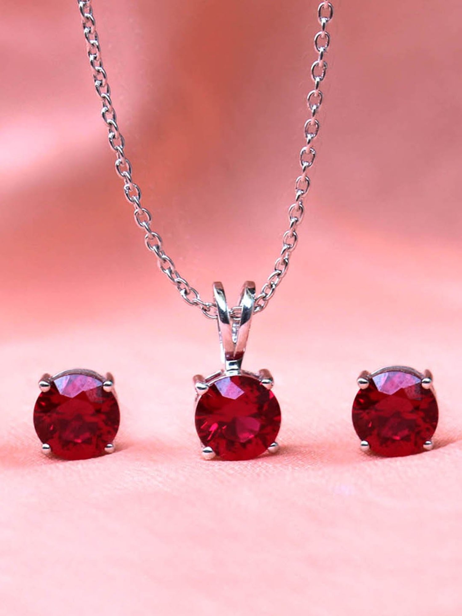 Ornate Jewels 92.5 Sterling Silver Pendant Set for Women