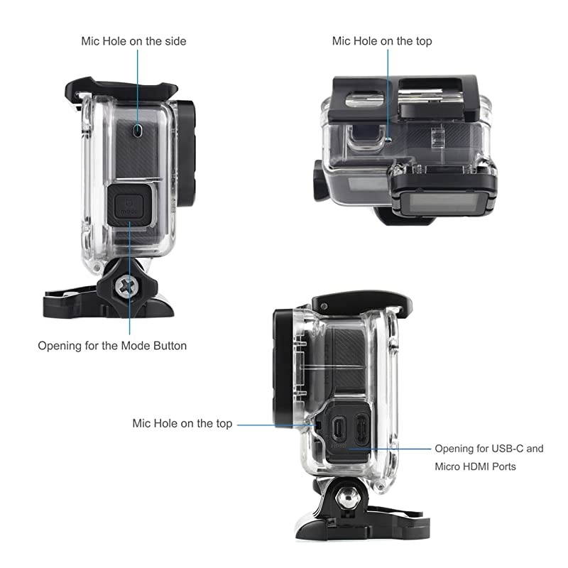 Open Skeleton Housing Case for GoPro Hero 5 6 7 Black Action Camera Protective Lens Removal NOT Needed Transparent Clear