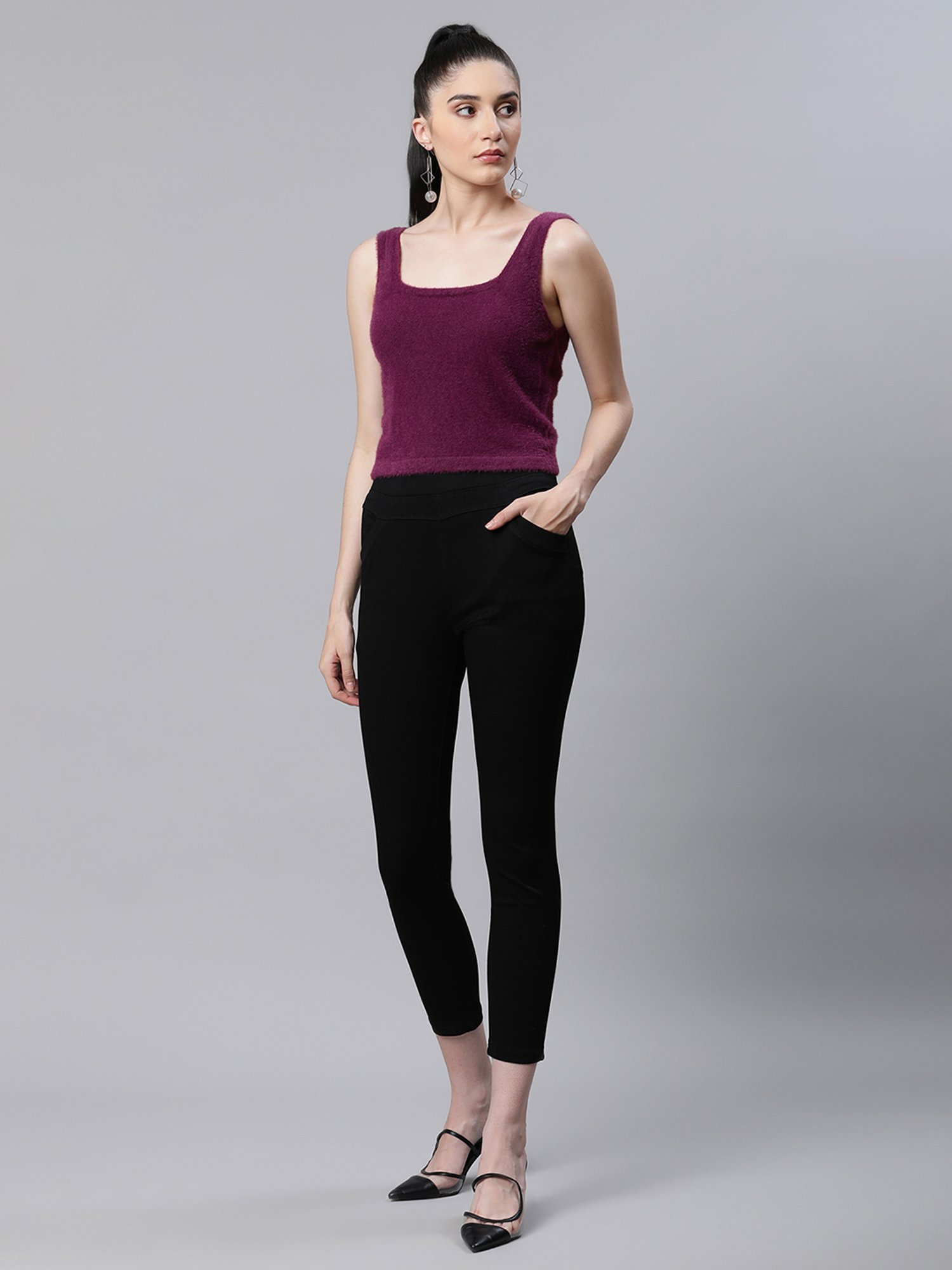Global Republic Purple Knitted Regular Fit Top