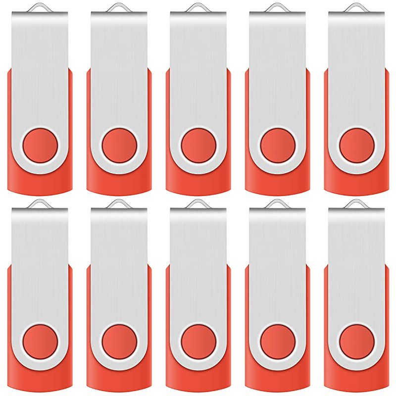 Red USB Flash Drive 16GB USB2.0 Memory Stick 10 PCS Thumb Drive Bulk Jump Drive Zip Drives, with Led Indicator, Plus 12 Removable Mark Labels (16 GB, Red, 10 Pack)