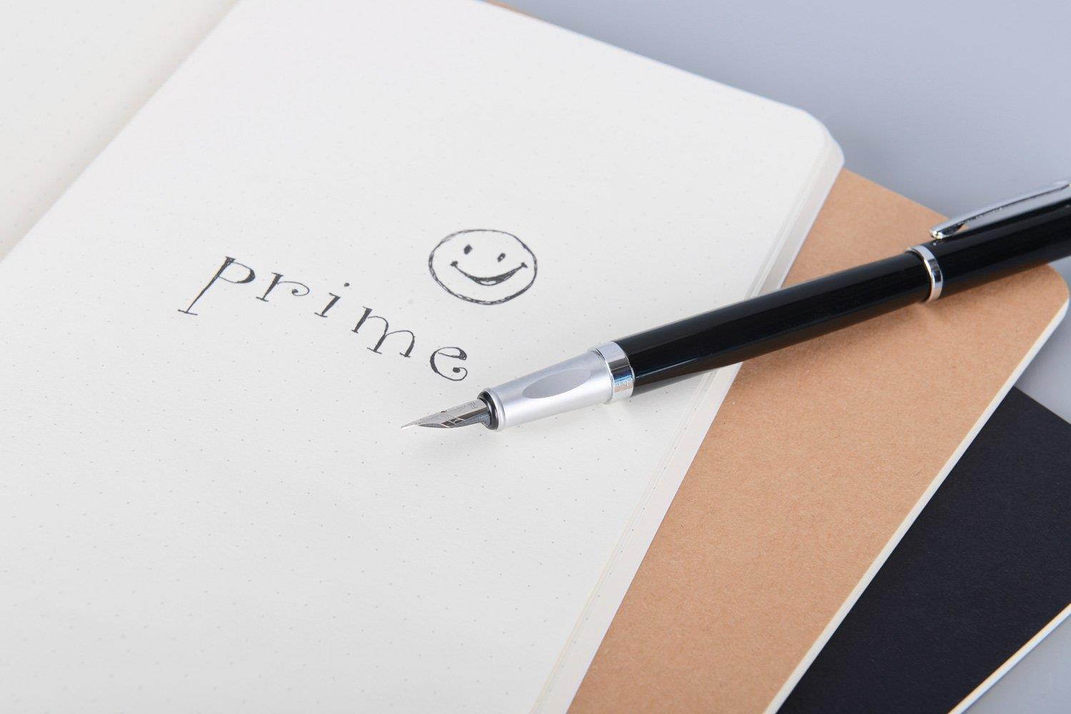 (Set of 3) A5 Dotted Notebook/Travel Journal - 5.5 x 8.25 Dot Grid Paper for Bullet Journaling, Total 120 Sheets/240 Pages, Black/White/Kraft Brown Cover