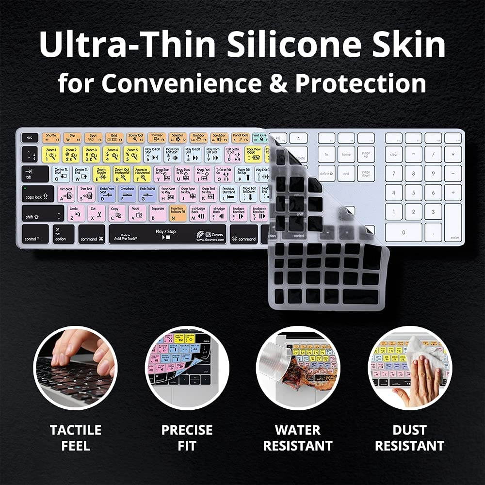 KB Covers Avid Pro Tools Keyboard | Editing Keyboard with USB Port Compatible with macOS & Windows