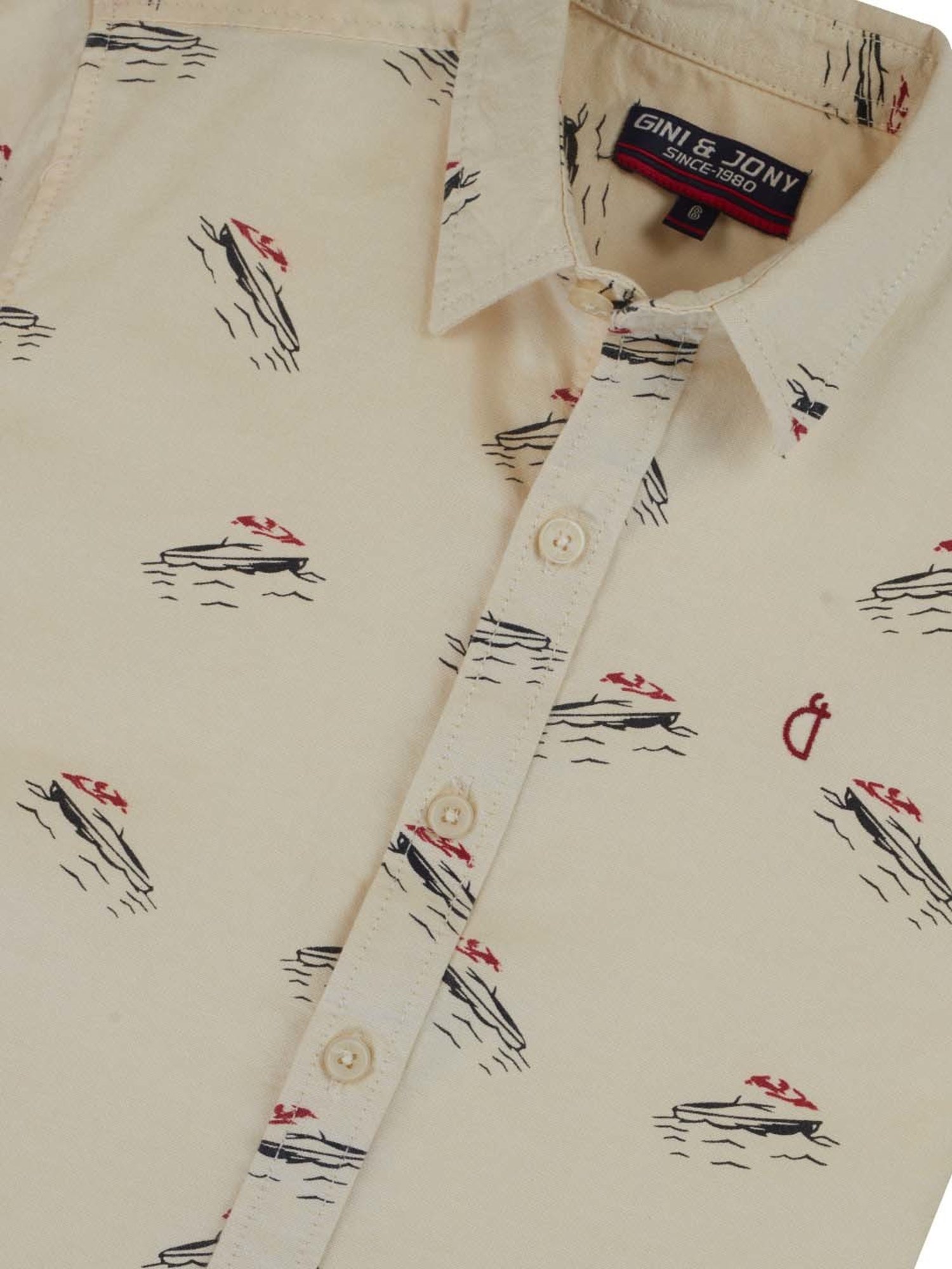 Gini & Jony Kids Beige Printed Shirt