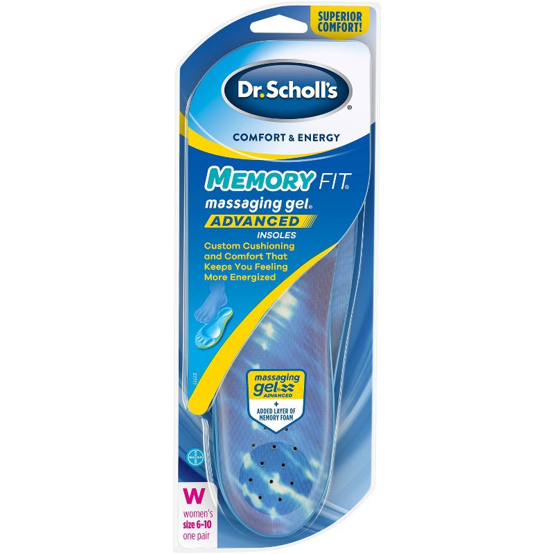 Dr. Scholl's Comfort & Energy Memory Fit Massaging Gel Advanced Insoles for Women - Size (6-10)