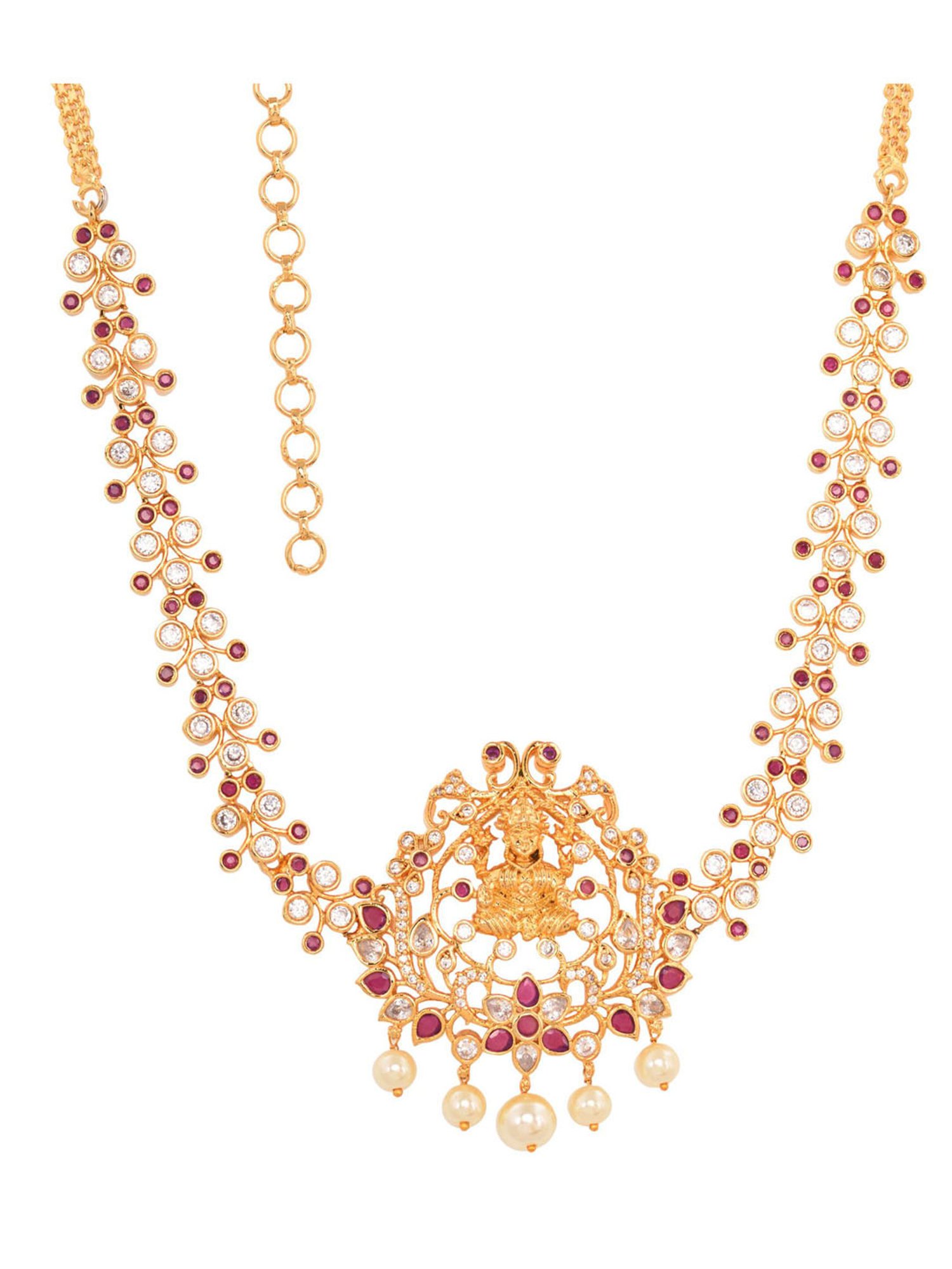 Saraf Rs Jewellery White &Red Gold Plated Ad Studded Temple Kamarbandh
