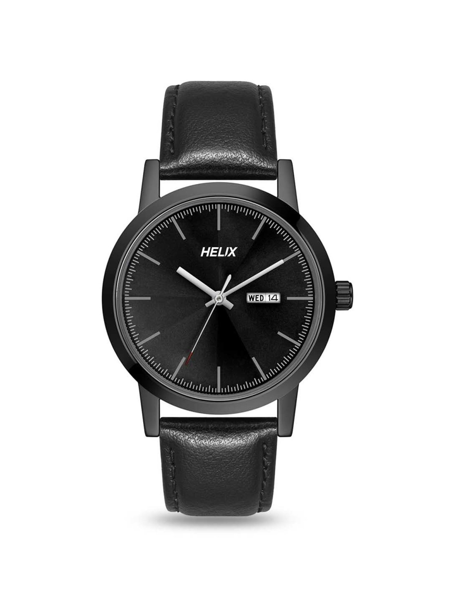 Helix By Timex Black Round Dial Analog Leather Men Watch - TW047HG03