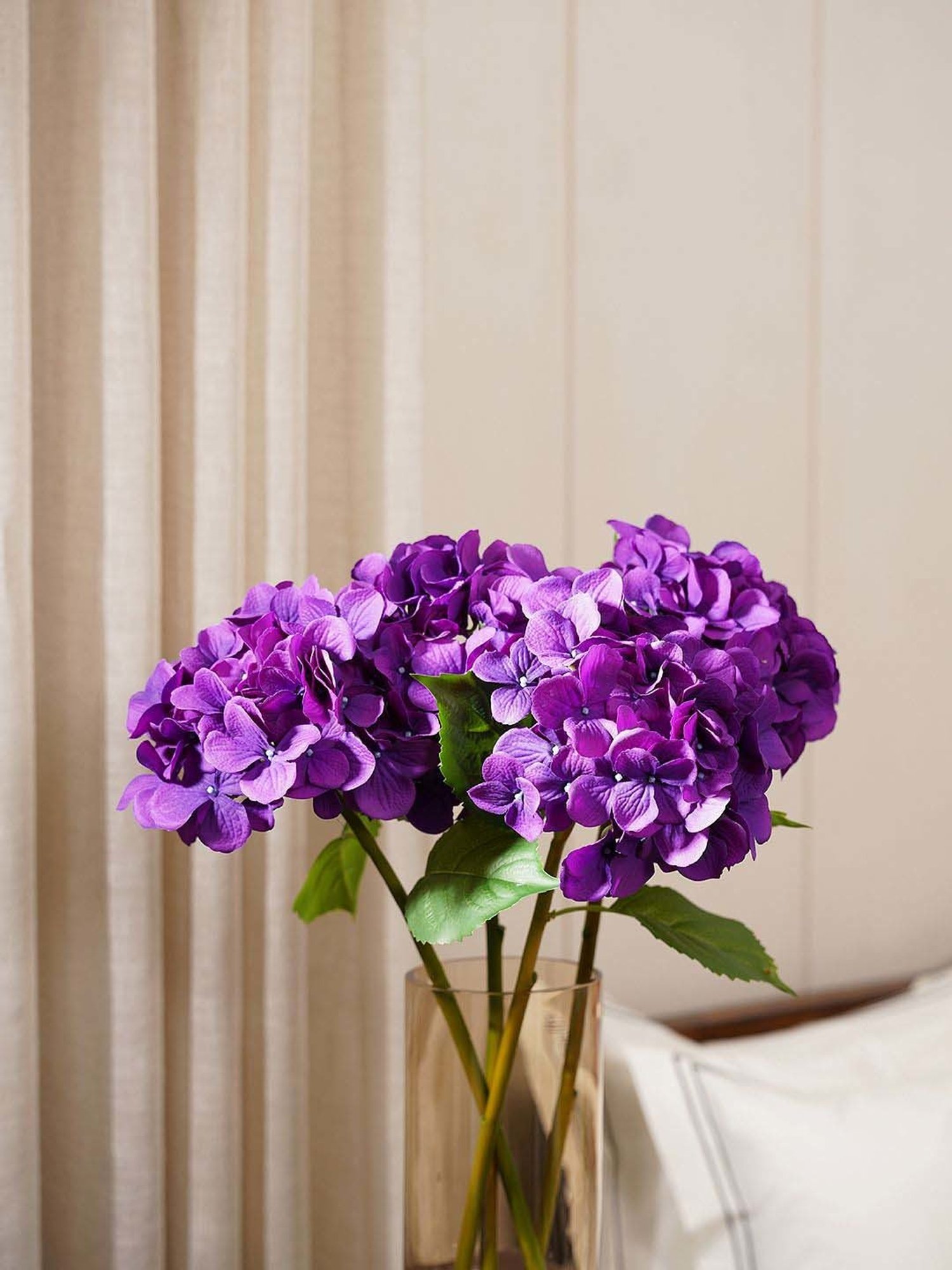 Pure Home and Living Purple Plastic Hydrangea Faux Single Flower Stem