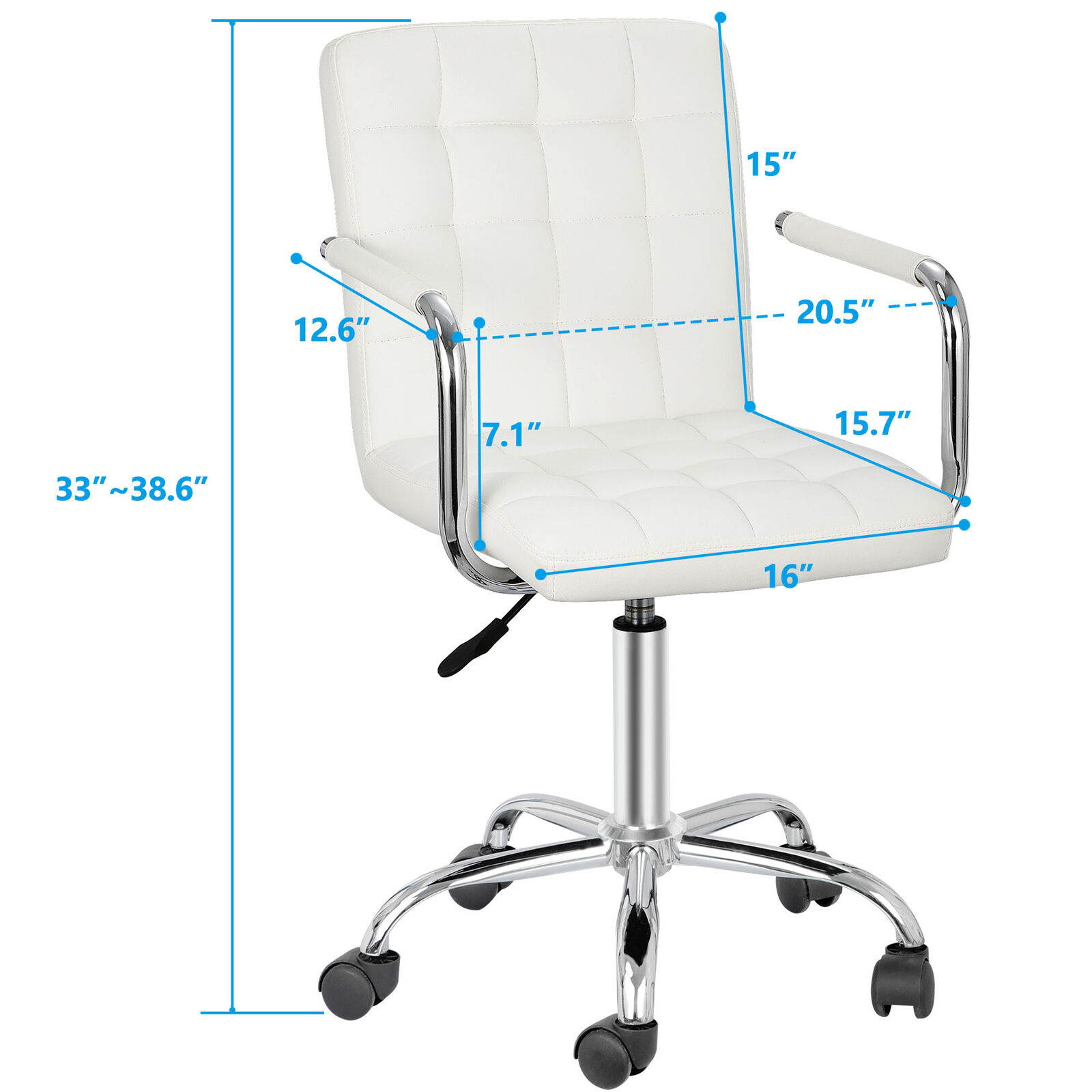 Modern Midback Armrests Office Chair Desk Office Chair with Wheels Swivel Chair Adjustable Height