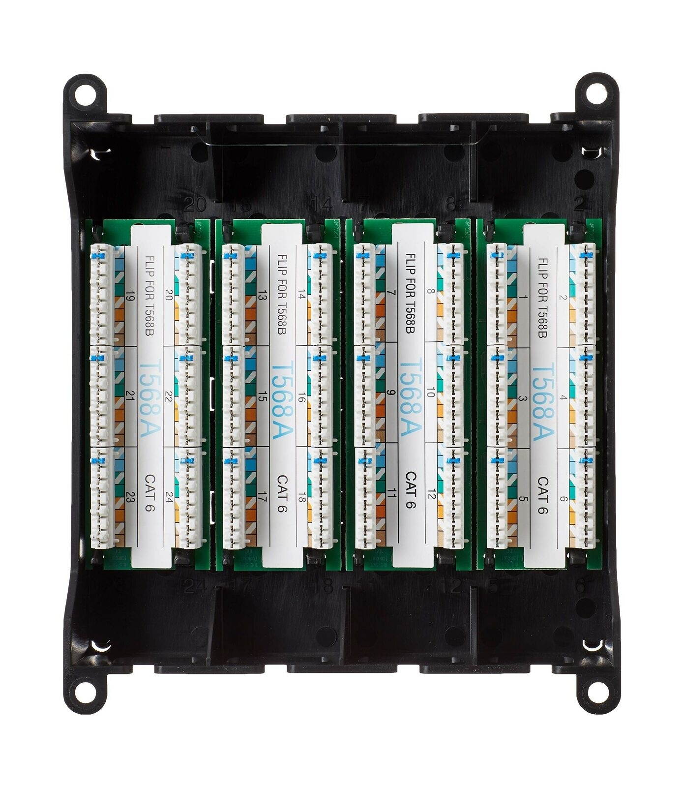 Leviton 476TM-624 Twist and Mount Patch Panel, 24 CAT 6 Ports 24 Port