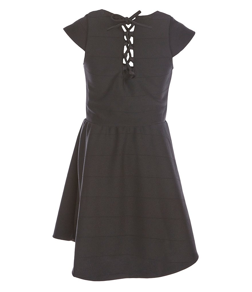 Ava & Yelly Big Girls 7-16 Short Sleeve Lace-Up Skater Dress