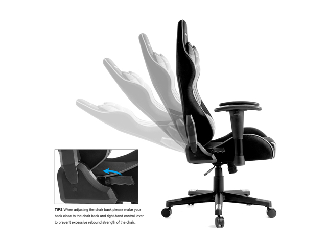 GTRACING Ergonomic Office Chair - Racing Seat, Height Adjustment, Pillows, Recliner, Swivel Rocker Tilt, for E-Sports, Computers, and Gaming