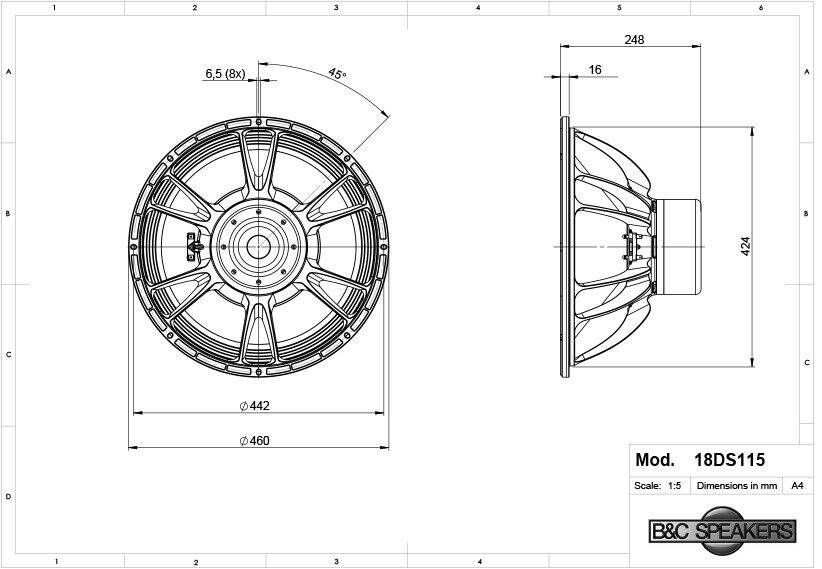 B&C Speakers 18DS115-8 18 in. 1700 watt Driver Subwoofer Speaker