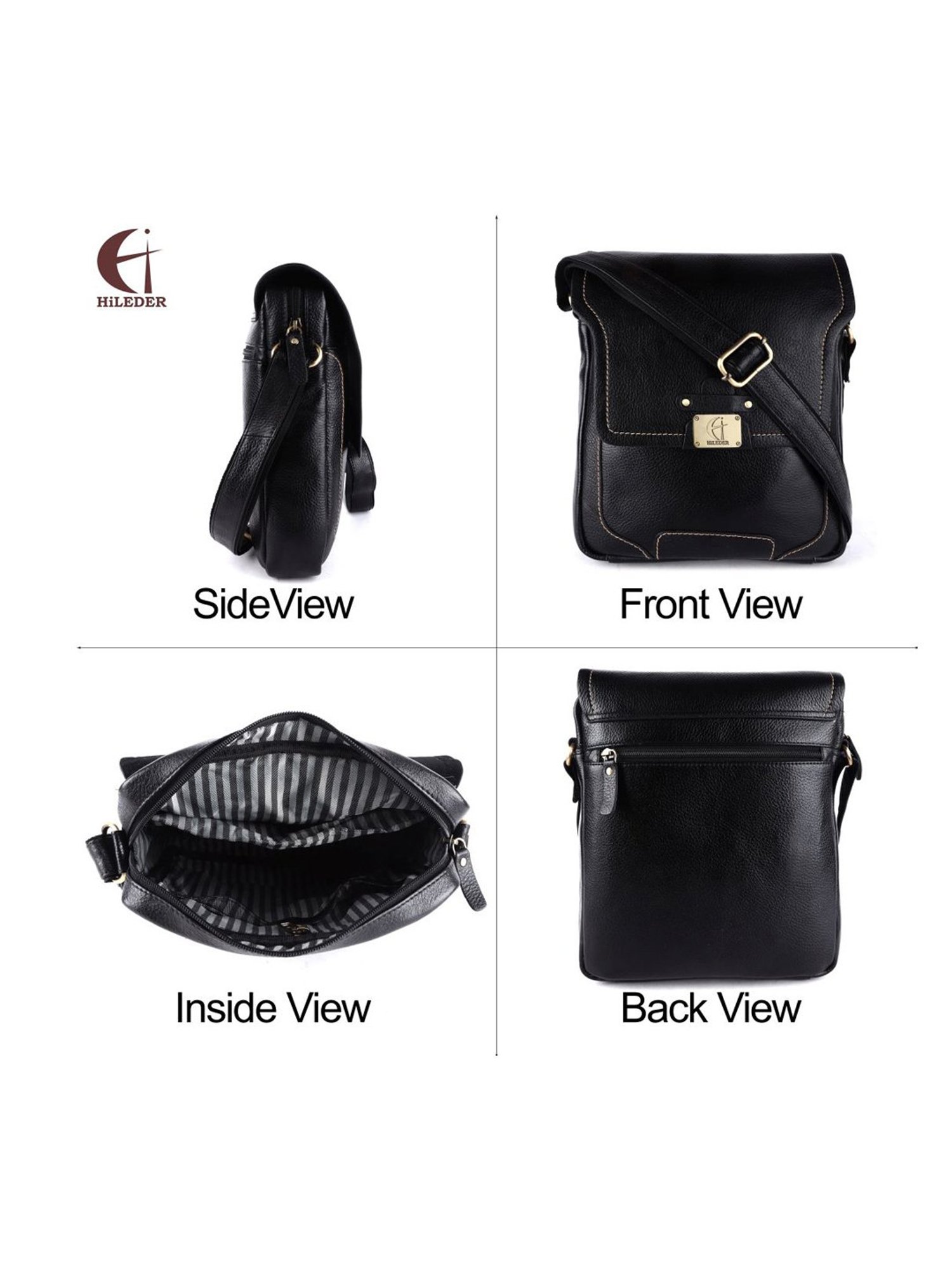 HiLEDER Black Solid Medium Cross Body Bag