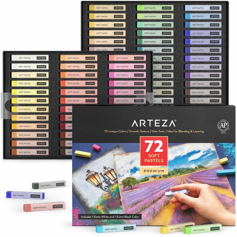Arteza Soft Pastels Art Supply Set, Artist-Grade Soft Pastel Sticks for Arts & Crafts Projects - 72 Pack (ARTZ-3230)