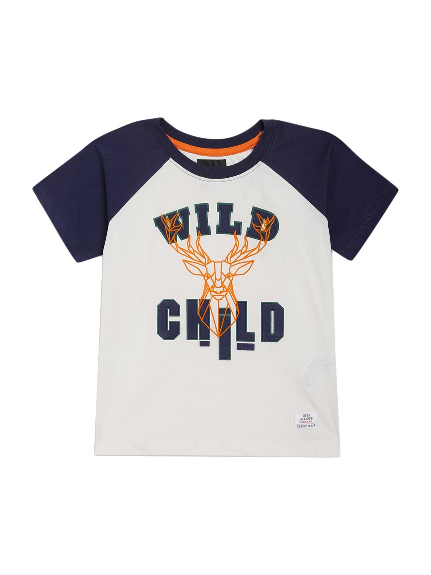 Blue Giraffe Kids Off White Printed T-Shirt