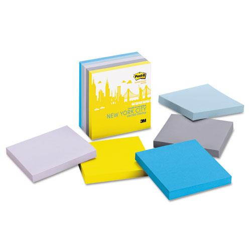Post-it Colors of the World New York Notes, 4 x 6, Assorted, 3 90-Sheet Pads/Pack