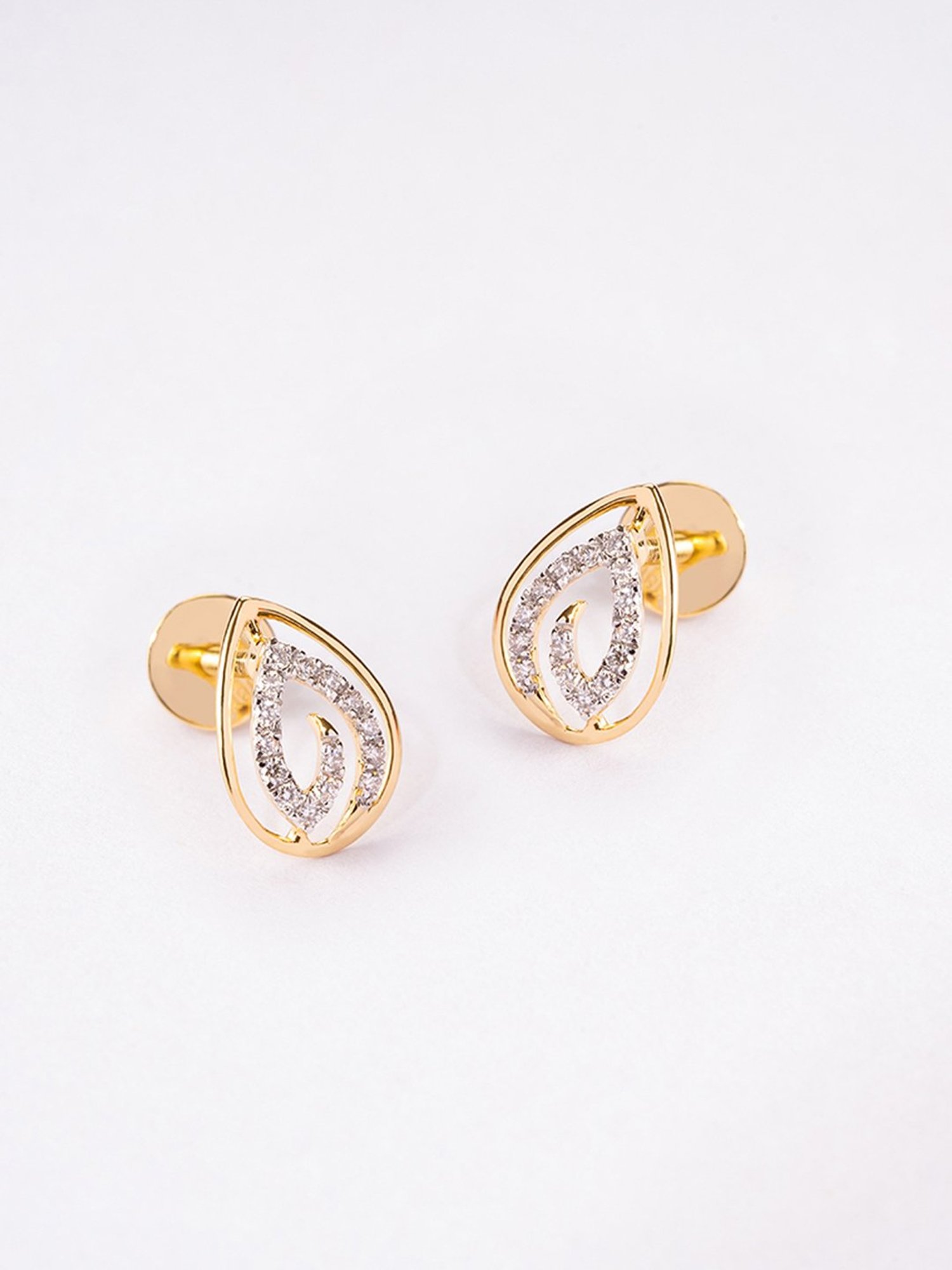 P.N.Gadgil Jewellers 14k Gold Pompous Pear Stud Diamond Earrings For Women