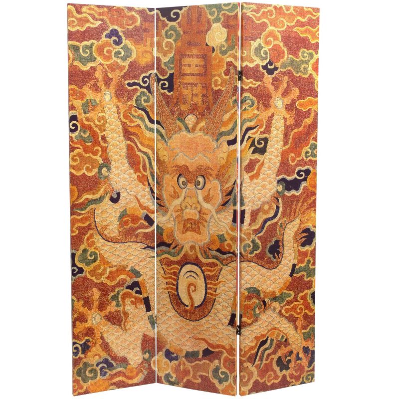 6" Double Sided Dragon of the Red Chamber Room Divider Red - Oriental Furniture