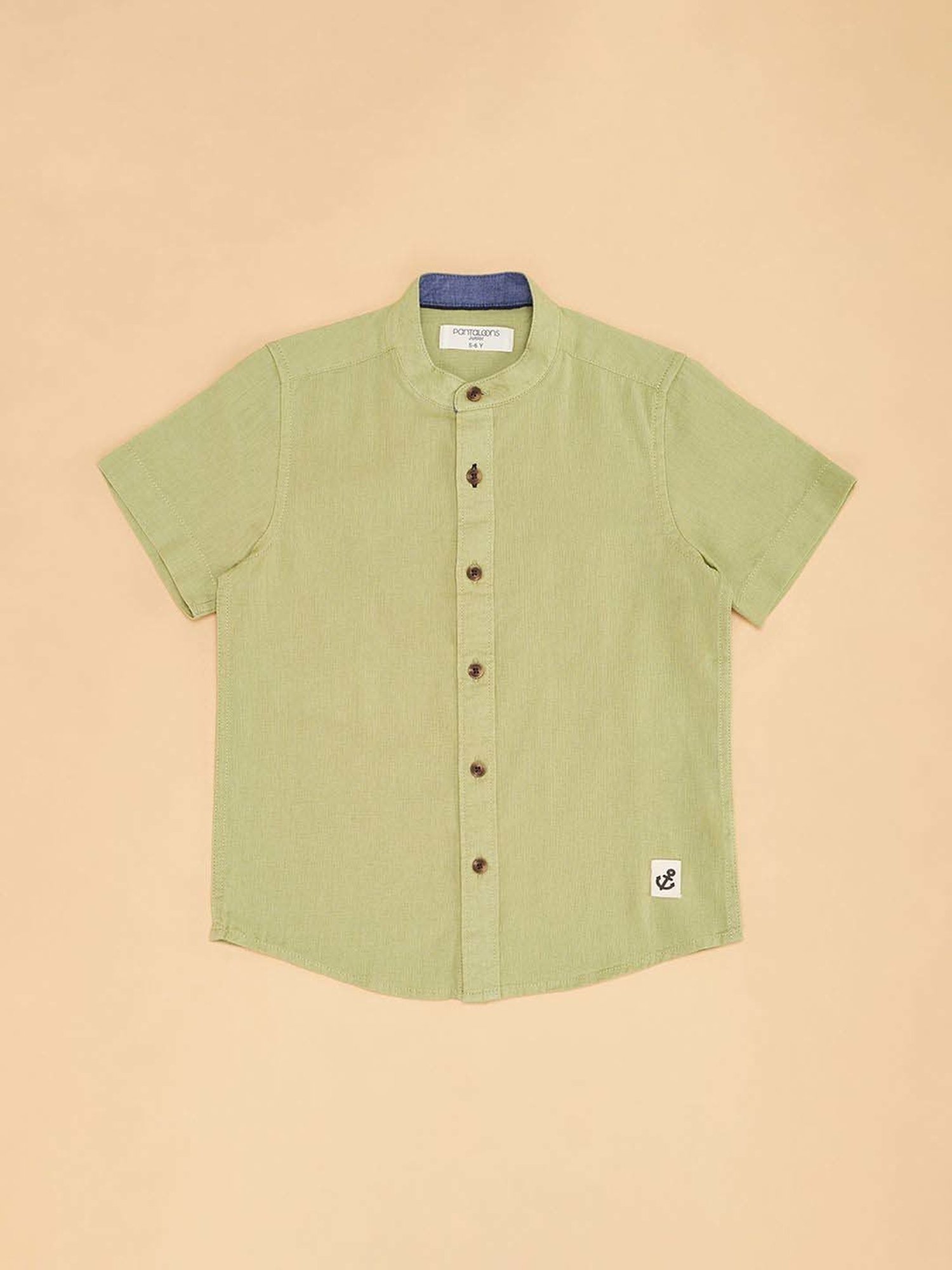 Pantaloons Baby Kids Sharp Green Cotton Regular Fit Shirt
