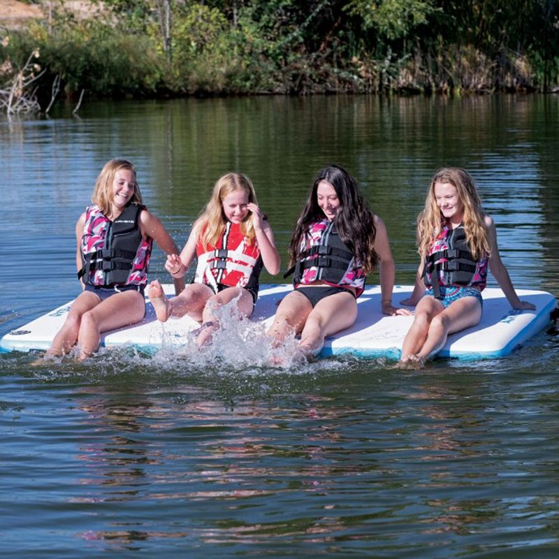 Airhead WaterMat 8 x 5 Ft Portable Inflatable Drop Stitch Deck Water Mat w/ Pump