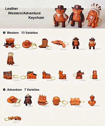 Cowboy Hat 3D Leather Keychain(L) VANCA CRAFT-Collectible Keyring Charm Pendant Made in Japan